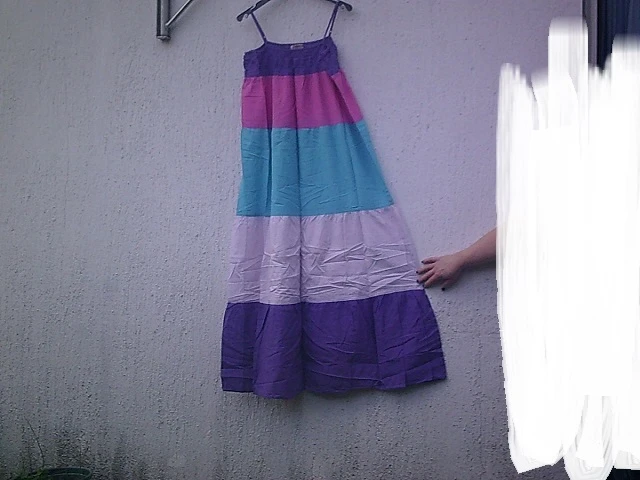 Robe longue évasive à bandes multicolores Taille L